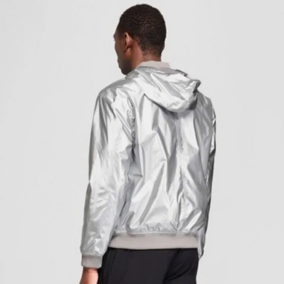 Hunter for Target Men Hooded Windbreaker Rain Jacket Silver Small